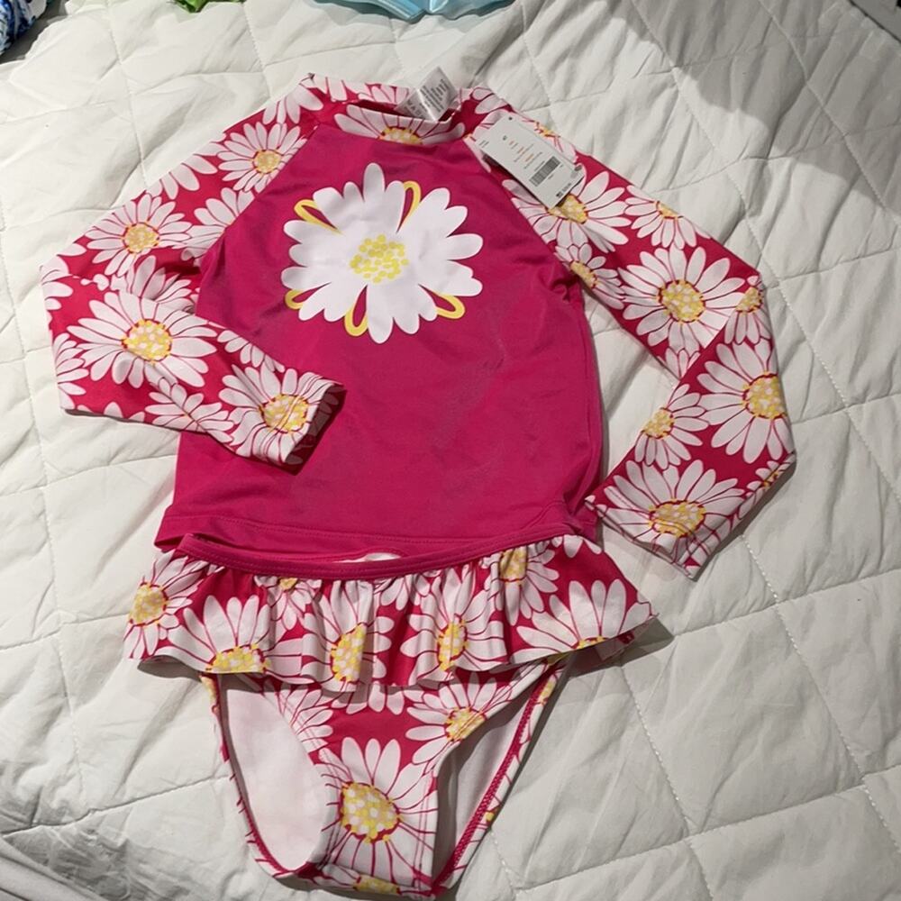 Gymboree 4t hot pink floral rash guard/bottoms NWT